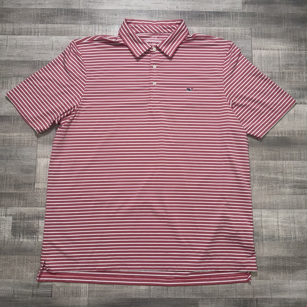 Vineyard Vines Shirt Mens Size XXL Performance Polo Golf Tennis  Pink Striped